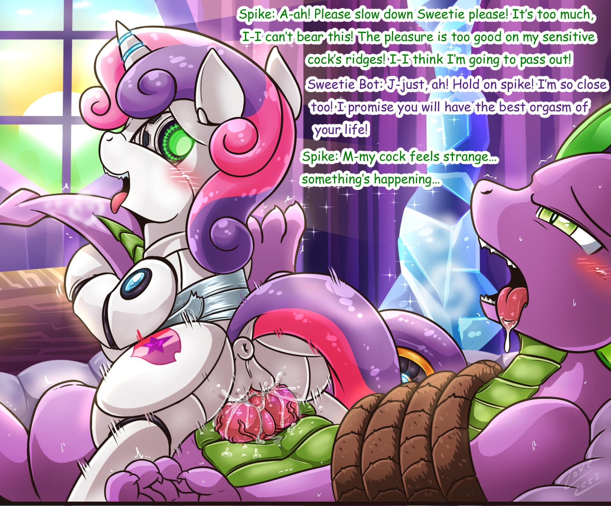 Spike X Sweetie Bot porn comic picture 11
