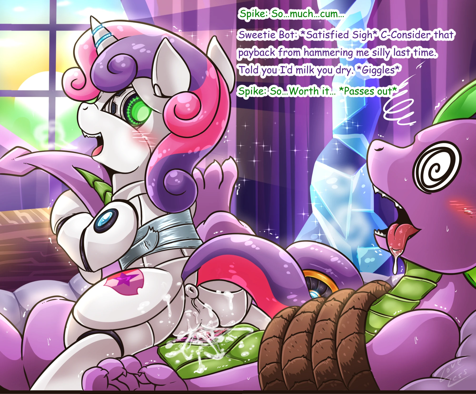 Spike X Sweetie Bot porn comic picture 13