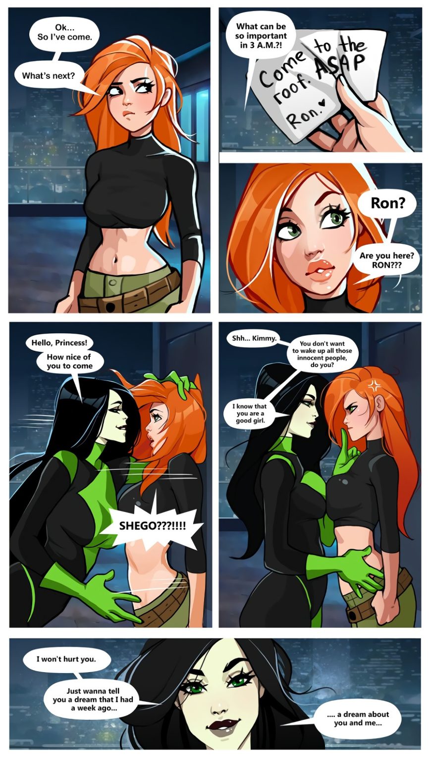 Kim and Shego Date on the roof porn comic picture 1
