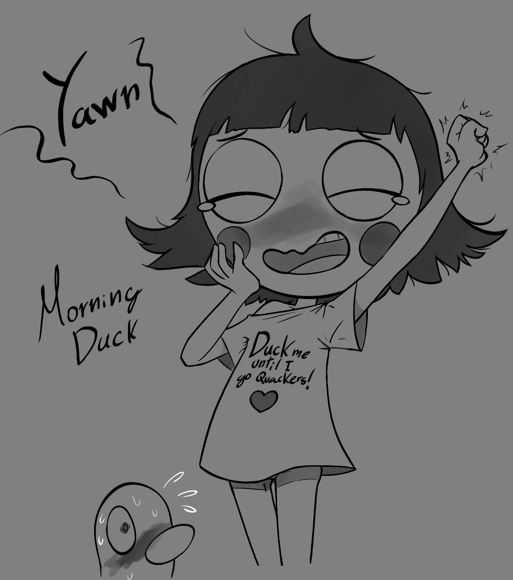 Sarah and Duck Greyscale Set porn comic picture 1