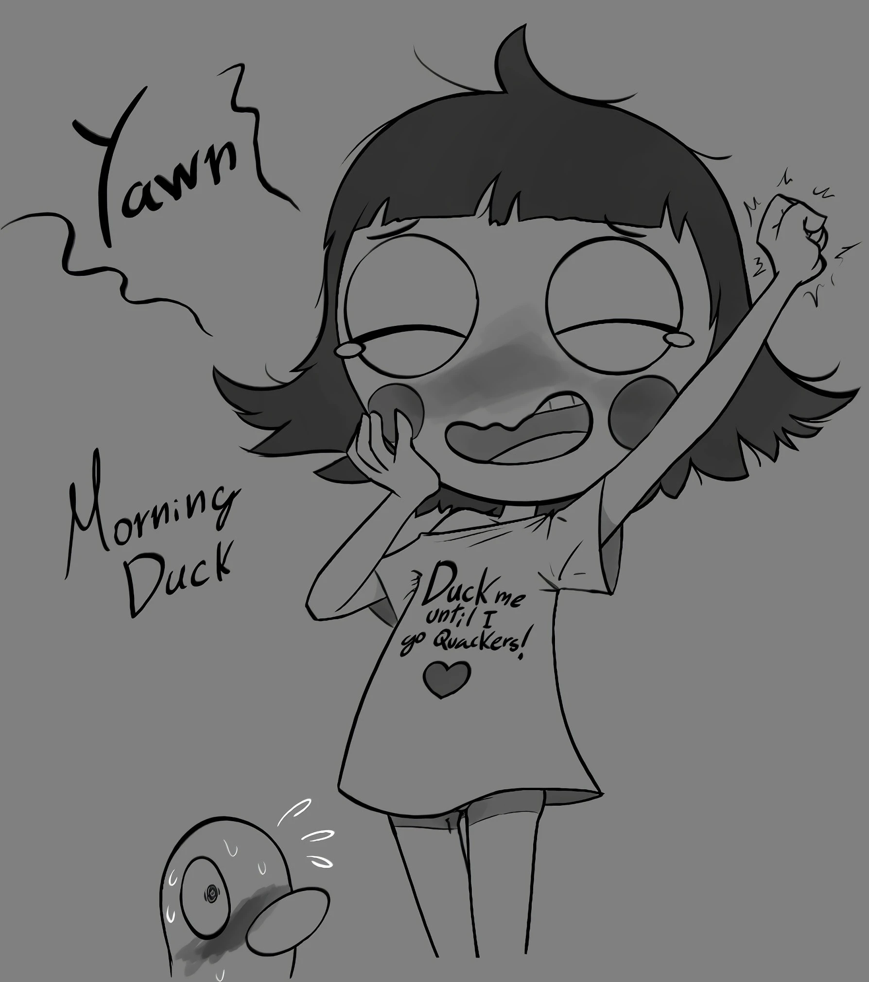 Sarah and Duck Greyscale Set porn comic picture 1