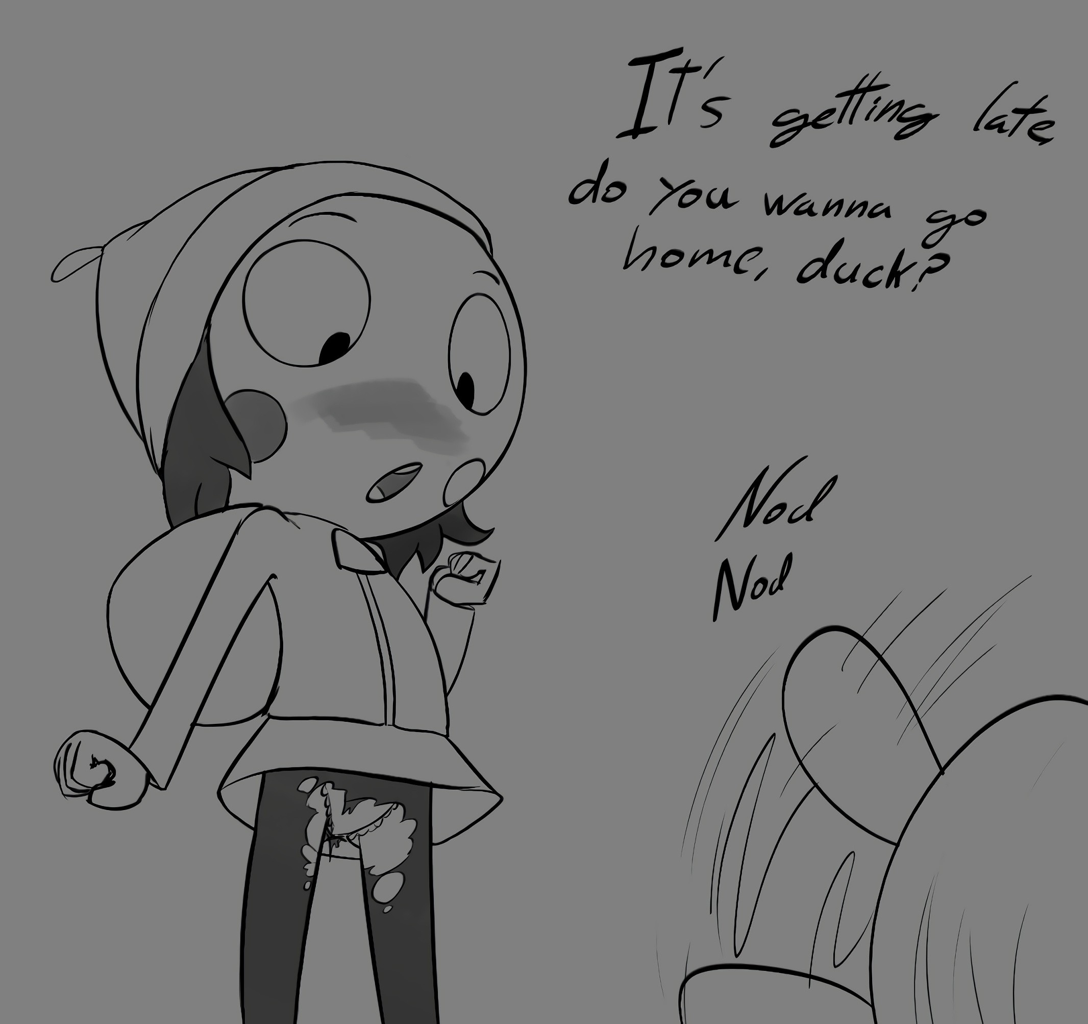 Sarah and Duck Greyscale Set porn comic picture 11