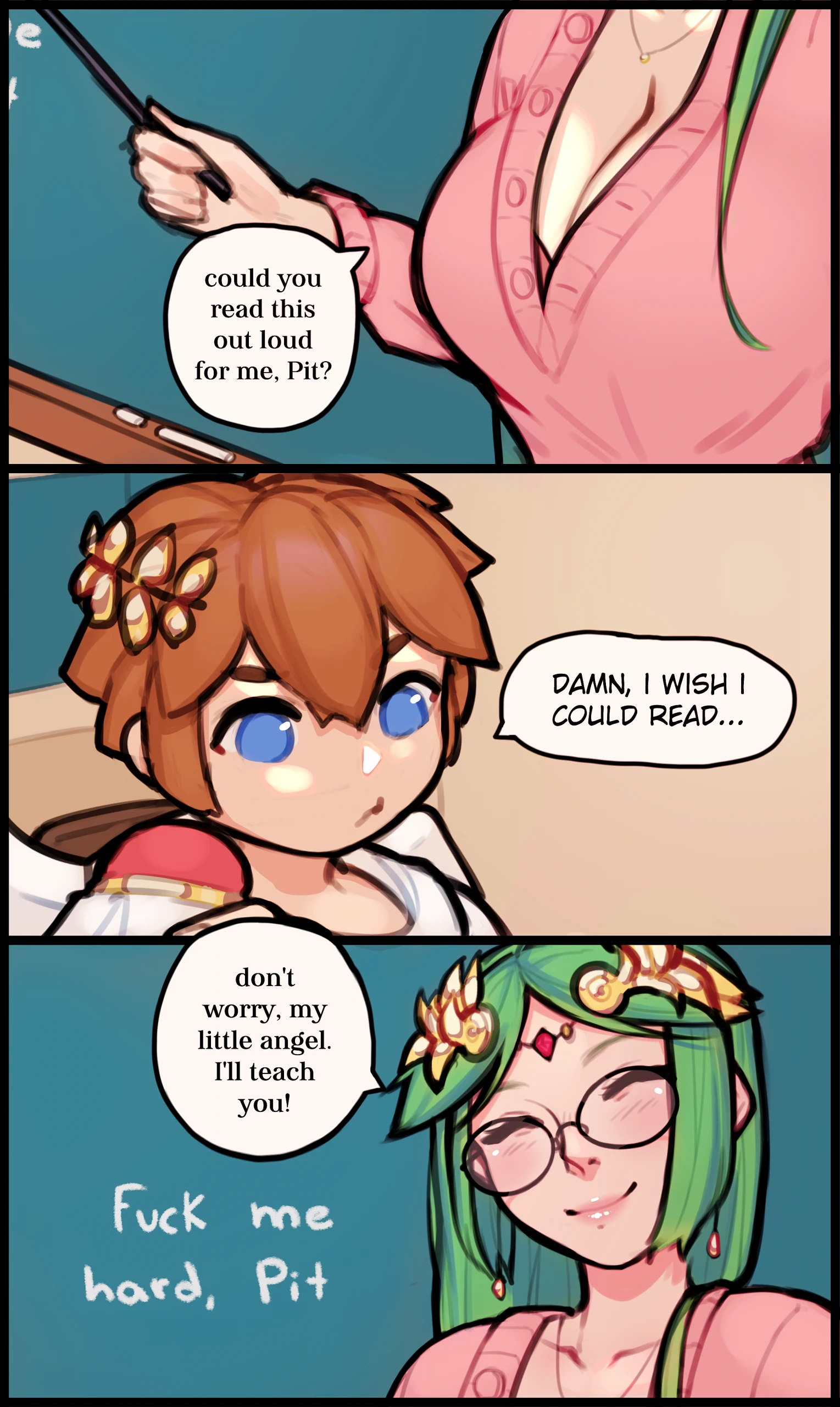 Teacher Palutena porn comic picture 1