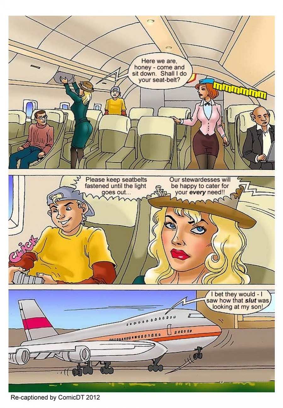 Mom Son on Plane porn comic picture 2