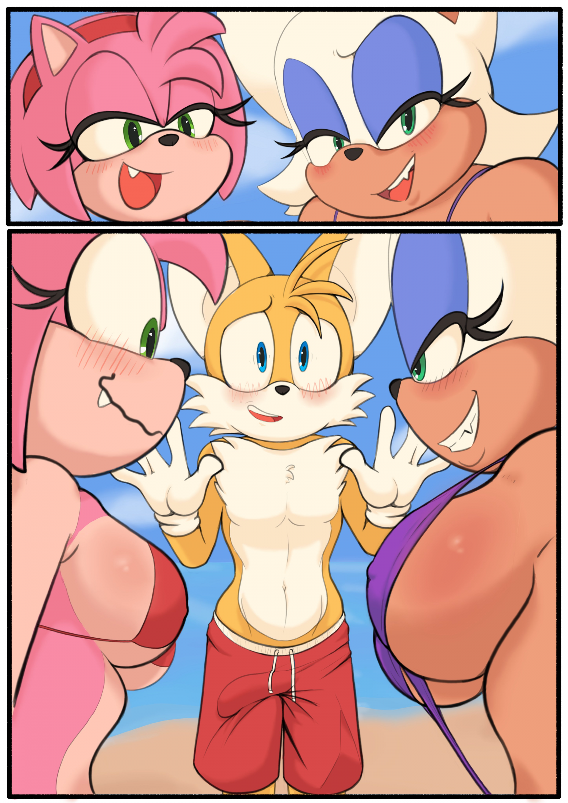Tails at the Beach porn comic picture 2