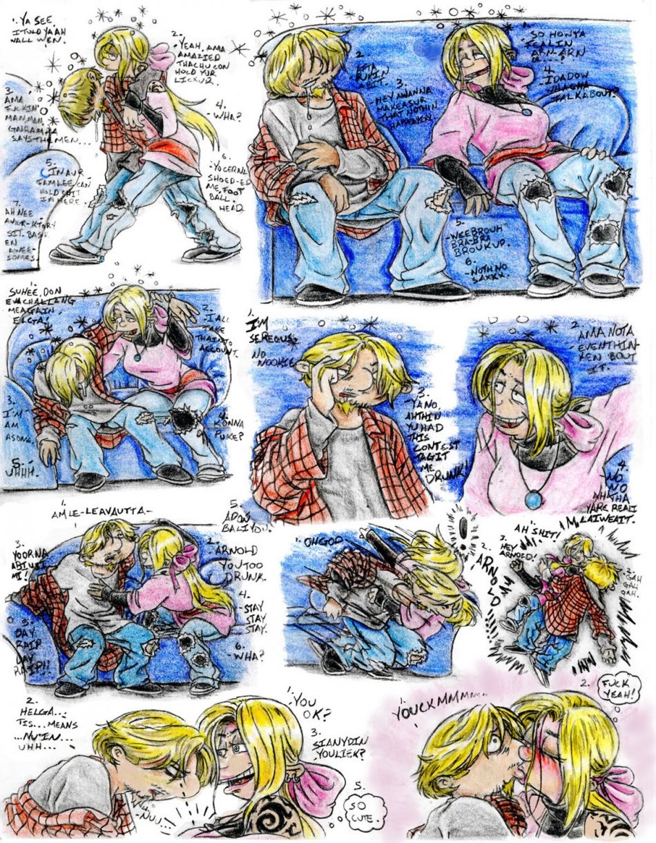A drunk night with Arnold and Helga porn comic picture 1