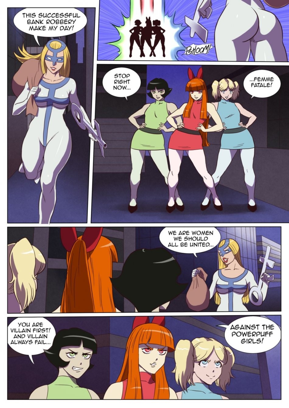 Badass Powerpuff Girls vs Femme Fatale porn comic picture 1