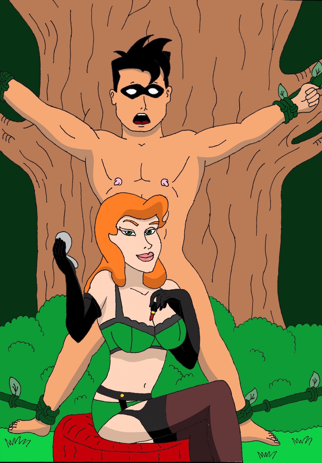 Poison Ivy & Robin: Elicitation of his Intimate Seed porn comic picture 3