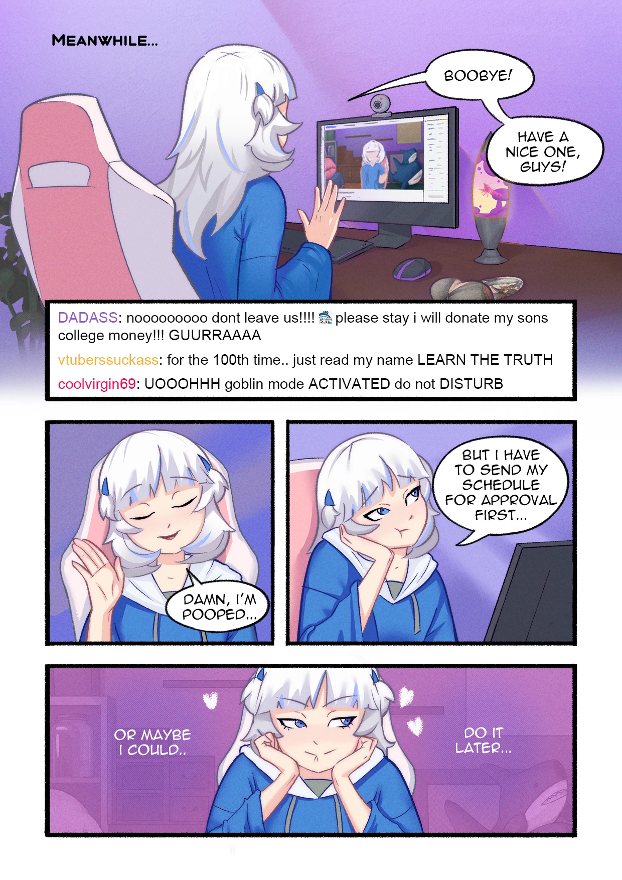 Gawr Gura Stream Routine porn comic picture 3