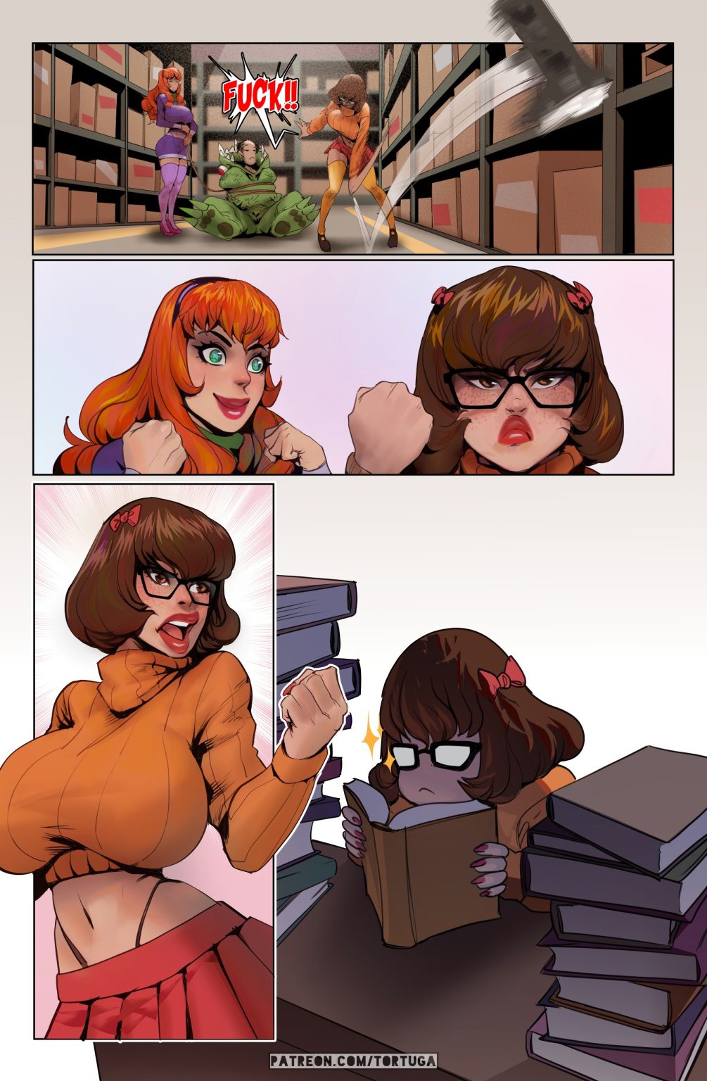 Daphne, Velma and the Minotaur porn comic picture 1