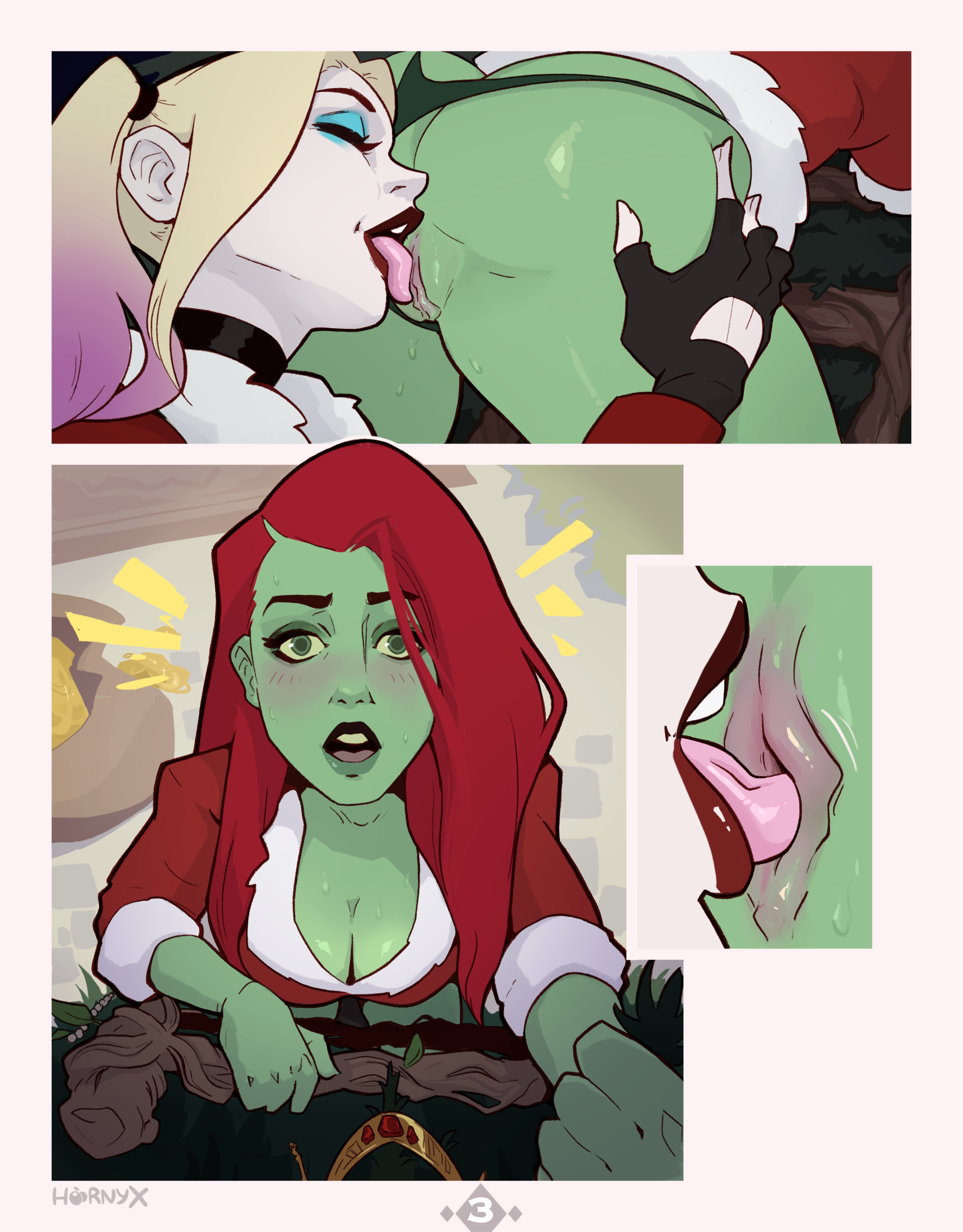Harley and Ivy's Christmas Kiss porn comic picture 3