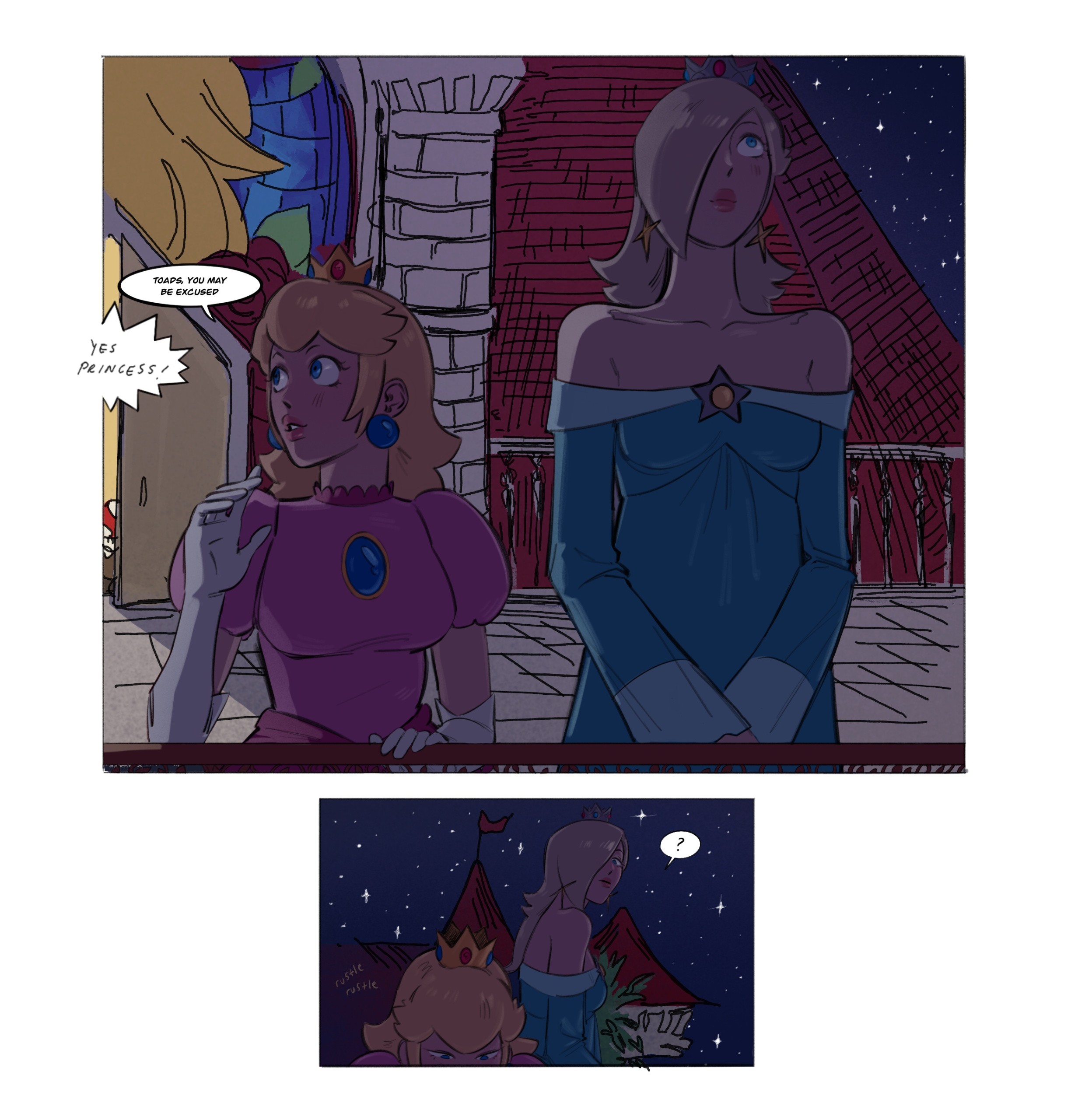 Rosalina x Peach porn comic picture 1