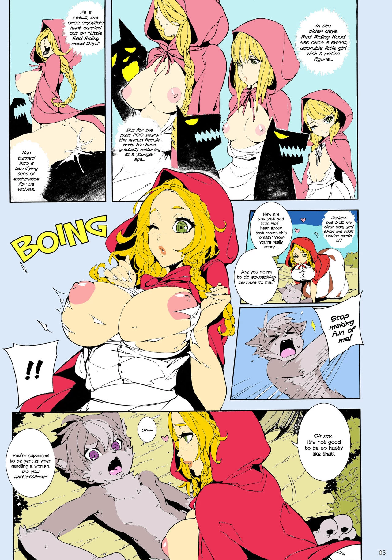 Childhood Destruction - Big Red Riding Hood and The Little Wolf porn comic picture 6