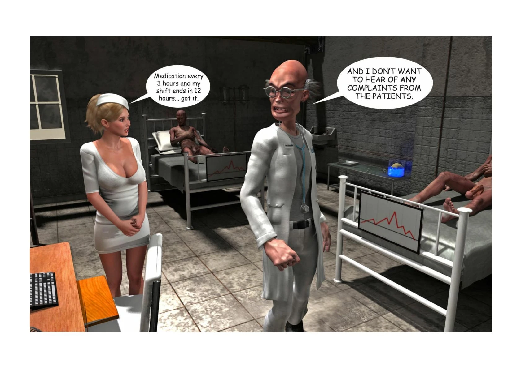 Holly's Freaky Encounters - Night Shift Nurse porn comic picture 13