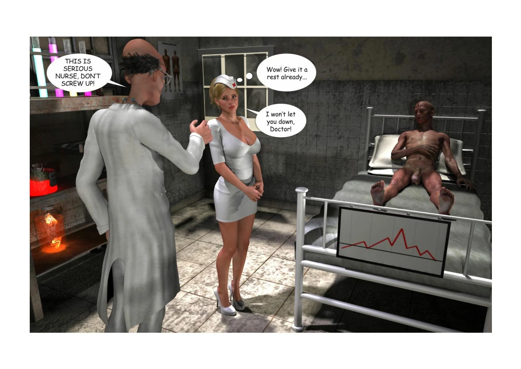 Holly's Freaky Encounters - Night Shift Nurse porn comic picture 9