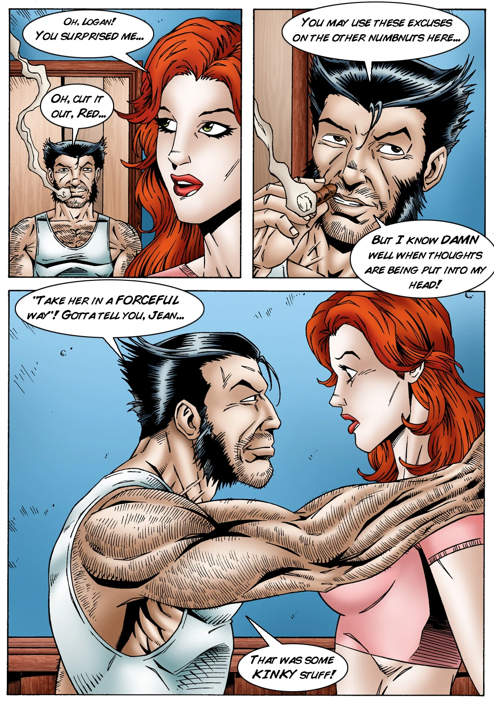 Jean Grey cheats on Scott Summers by fucking Logan porn comic picture 8