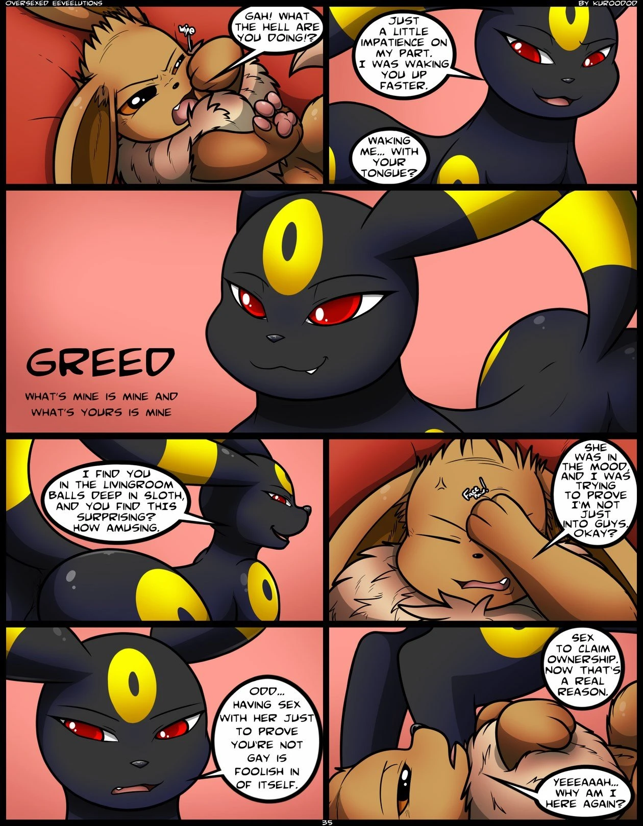 Oversexed Eeveelutions porn comic picture 35
