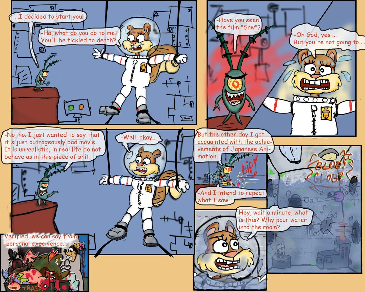 Sandy Cheeks fucked Plankton (Spongebob Squarepants) porn comic picture 3