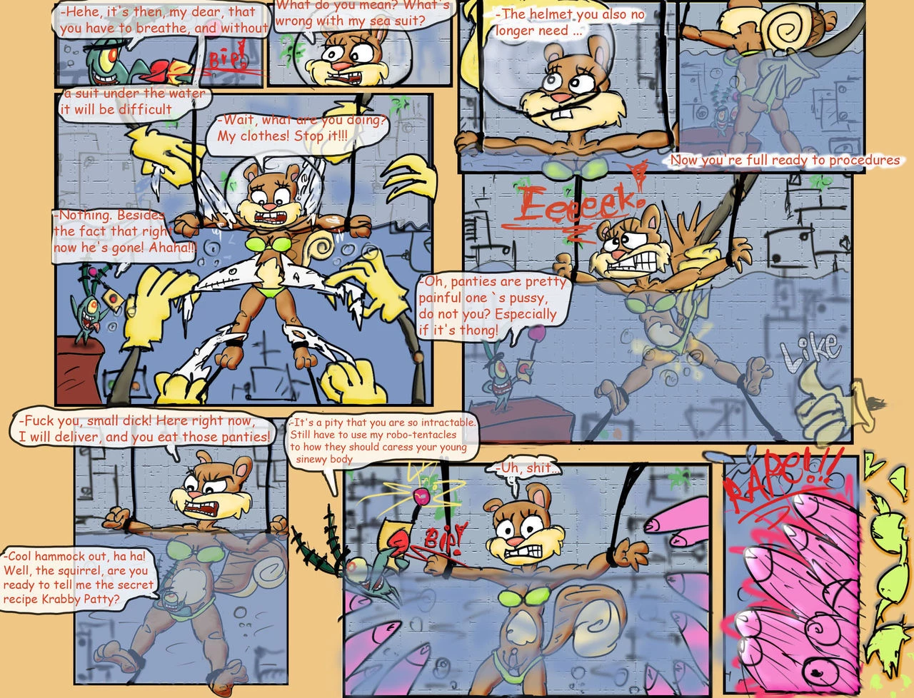 Sandy Cheeks fucked Plankton (Spongebob Squarepants) porn comic picture 4