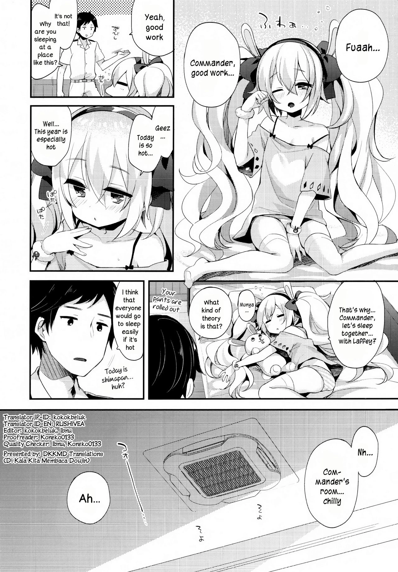Shikikan, Kyou wa Atsui kara Laffey to Nenne... Shiyo? porn comic picture 4