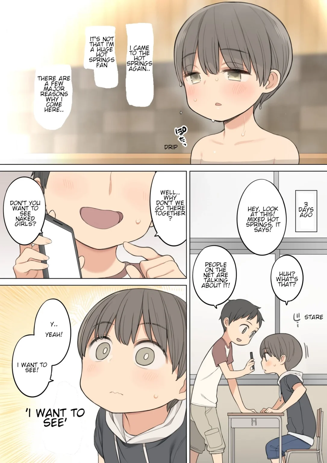 Story of how I came a lot with an older oneesan at the mixed hot spring bath porn comic picture 1
