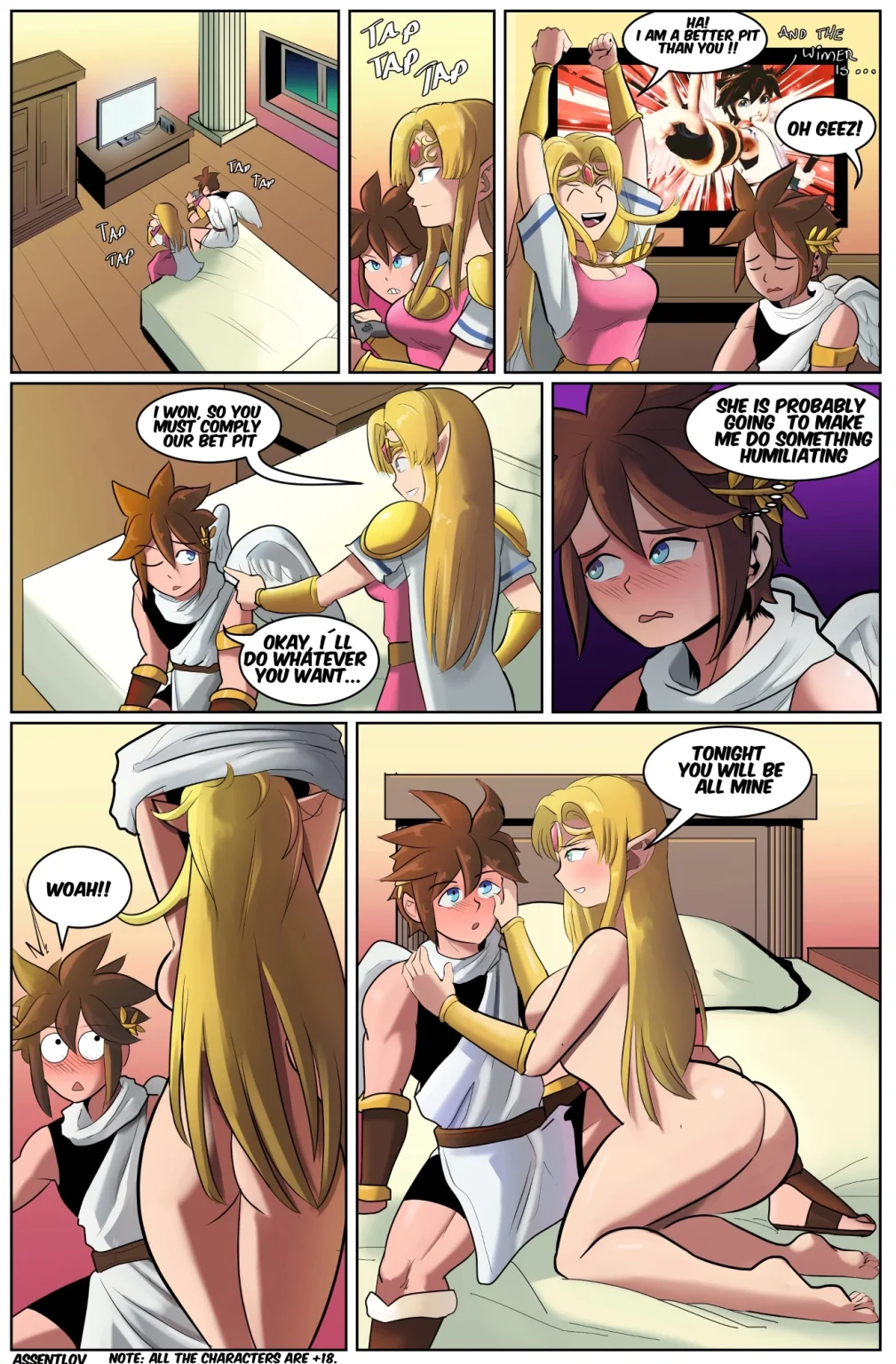 Zelda and Pit porn comic picture 1