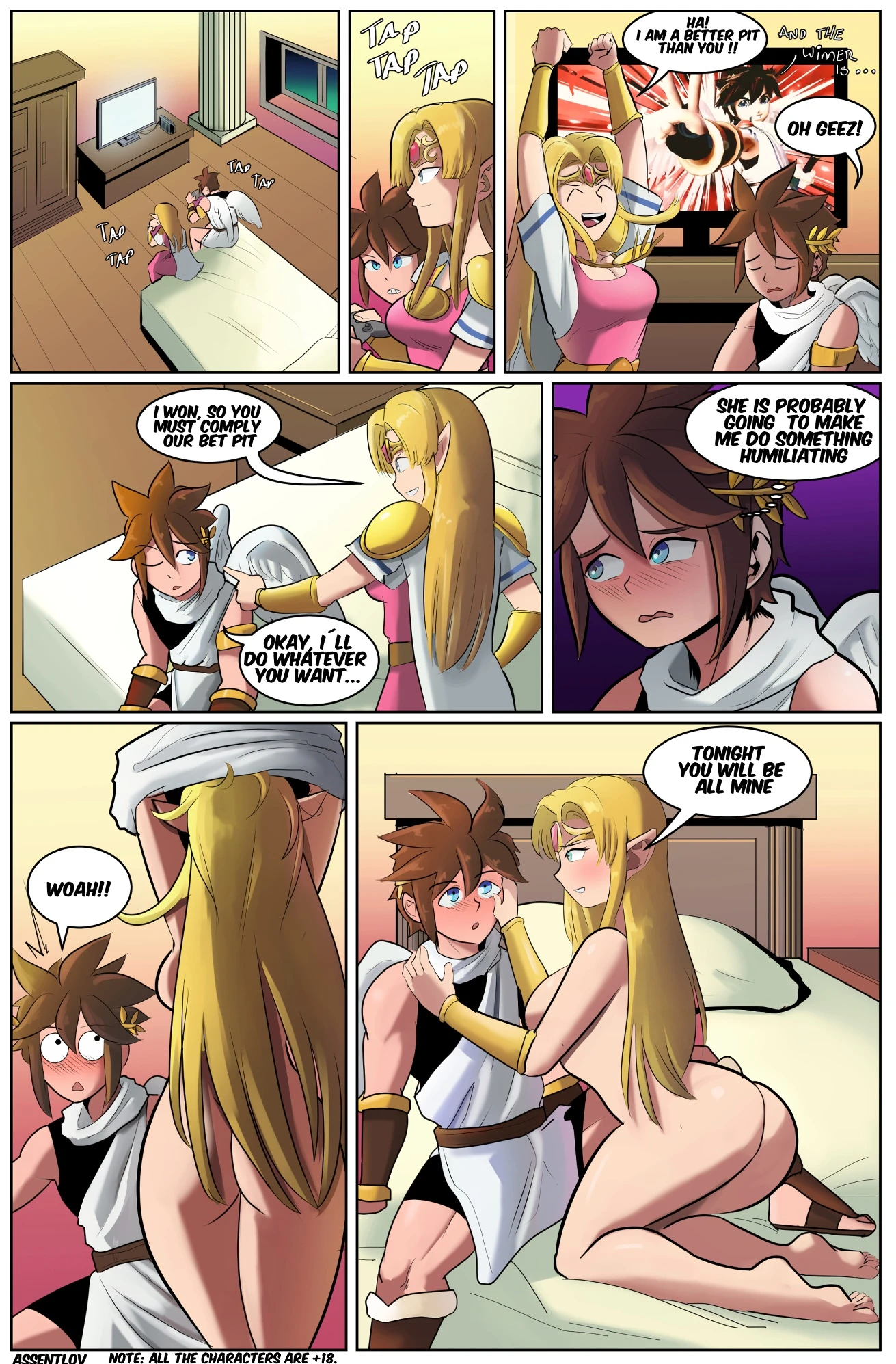 Zelda and Pit porn comic picture 1