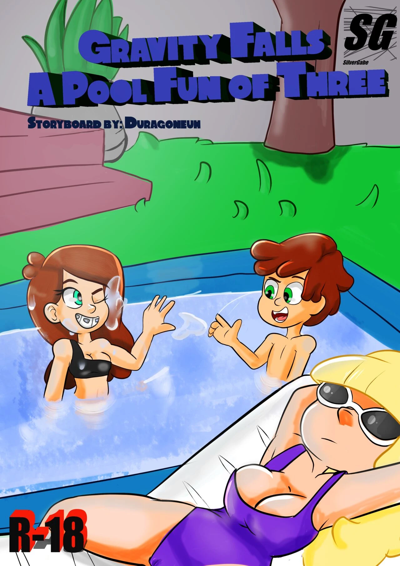 A Pool fun of Three porn comic picture 1