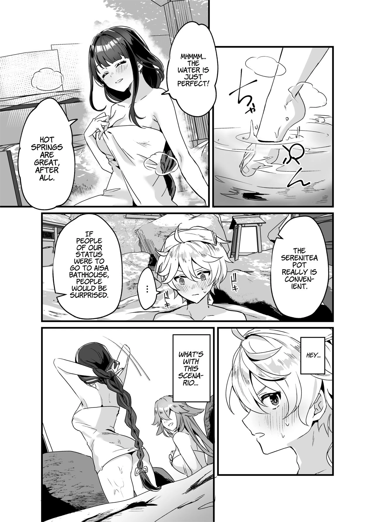 A Steamy Hot Spring Vacation in Inazuma | Inazuma Shippori Onsen Kyuuka porn comic picture 2