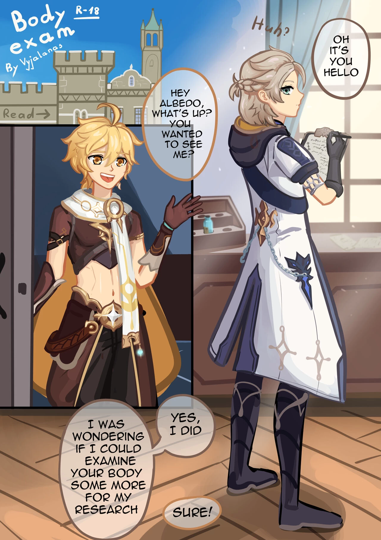 Albedo x Aether porn comic picture 1