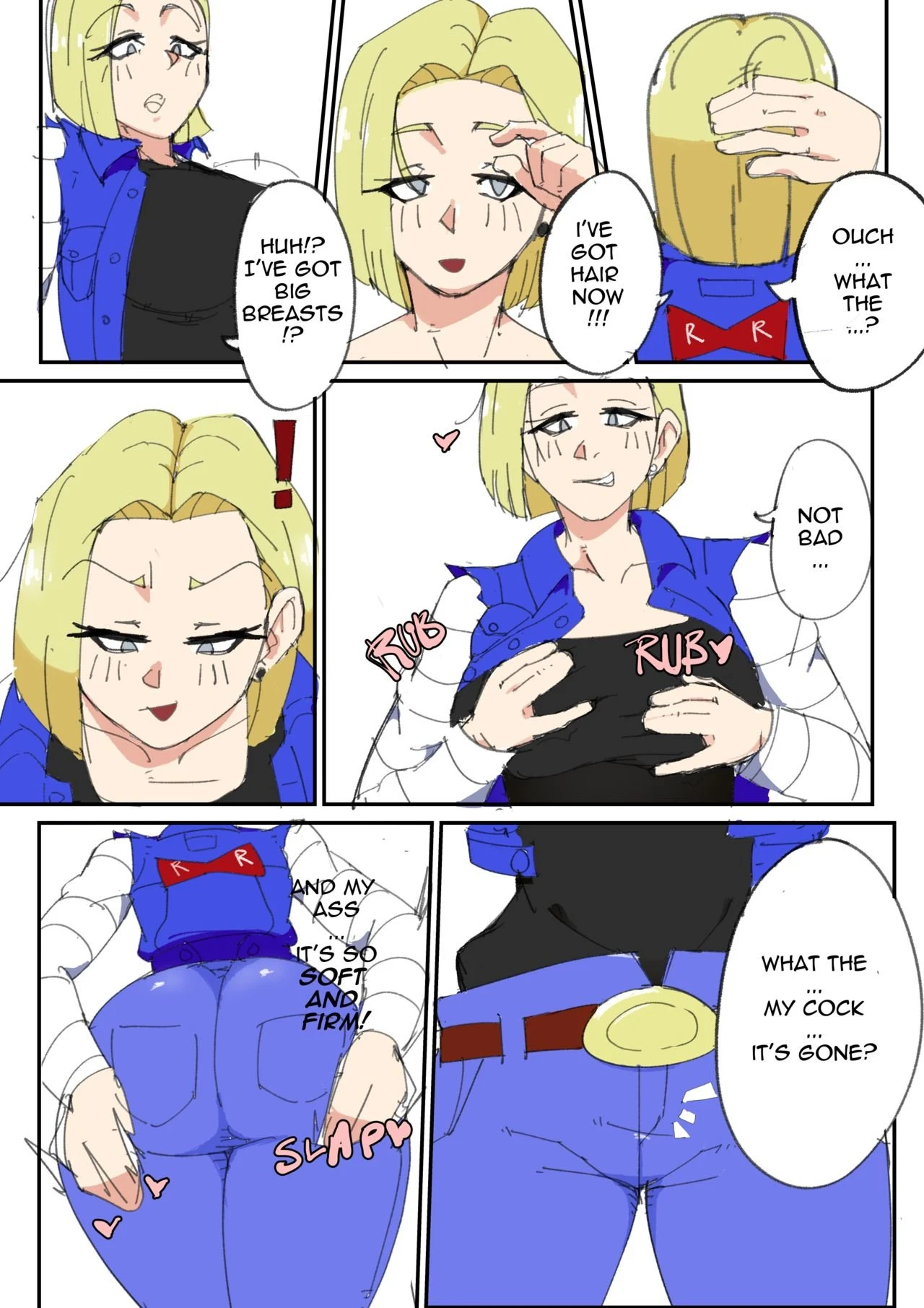 Android 18 & Master Roshi accidentally get their bodies swapped! porn comic picture 2