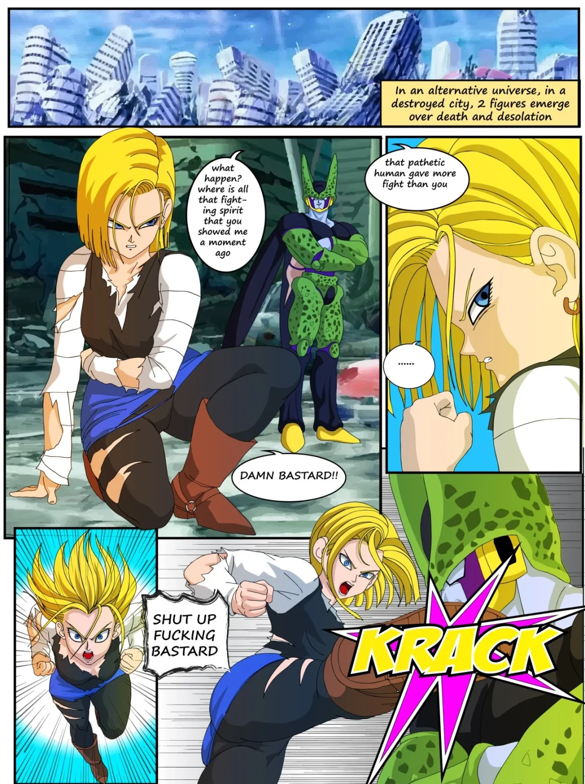 Android 18 vs Cel porn comic picture 1