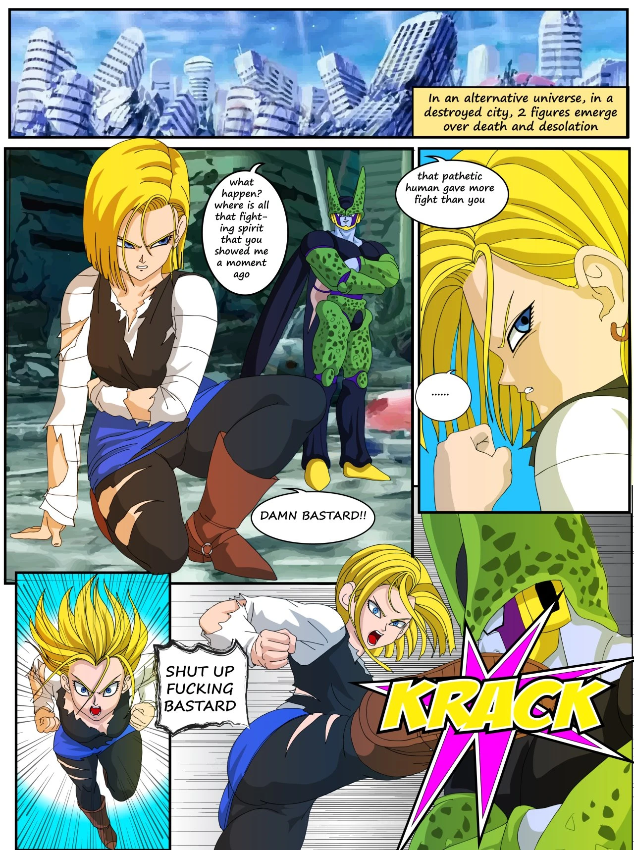 Android 18 vs Cel porn comic picture 1