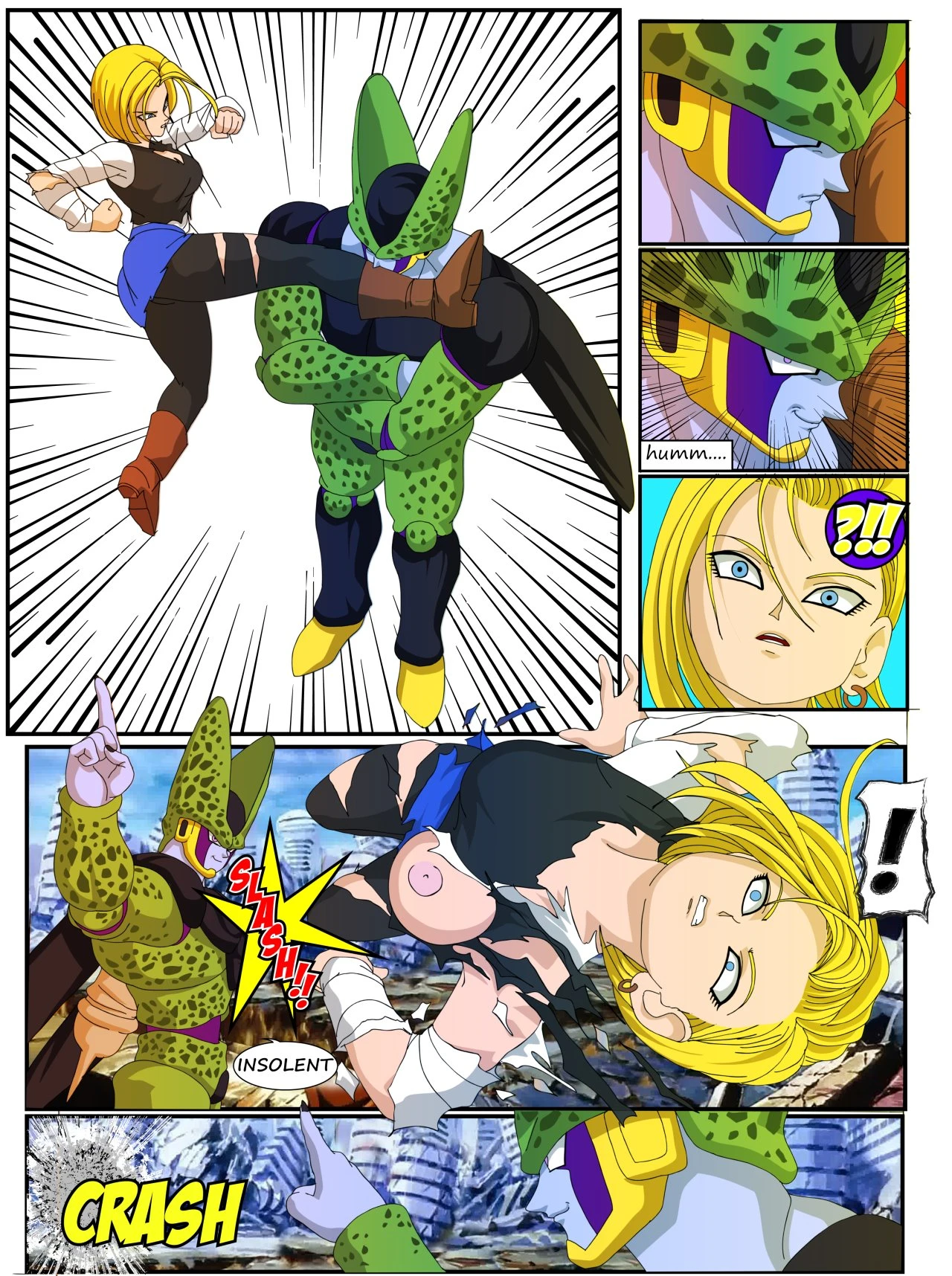Android 18 vs Cel porn comic picture 2