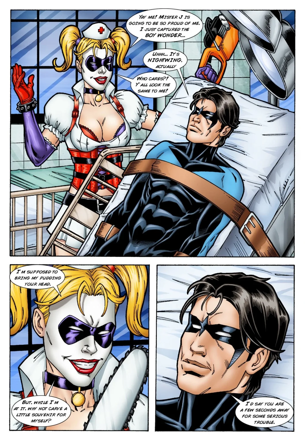 Batman and Nightwing discipline Harley Quinn porn comic picture 1