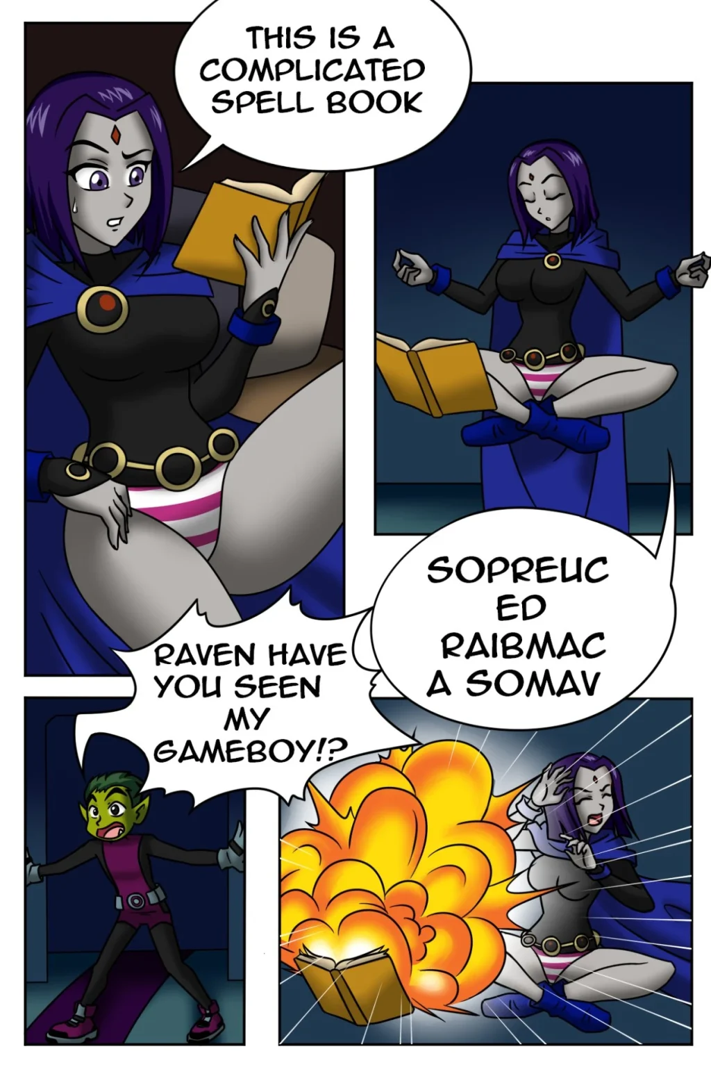 Beastboy & Raven swap bodies porn comic picture 1
