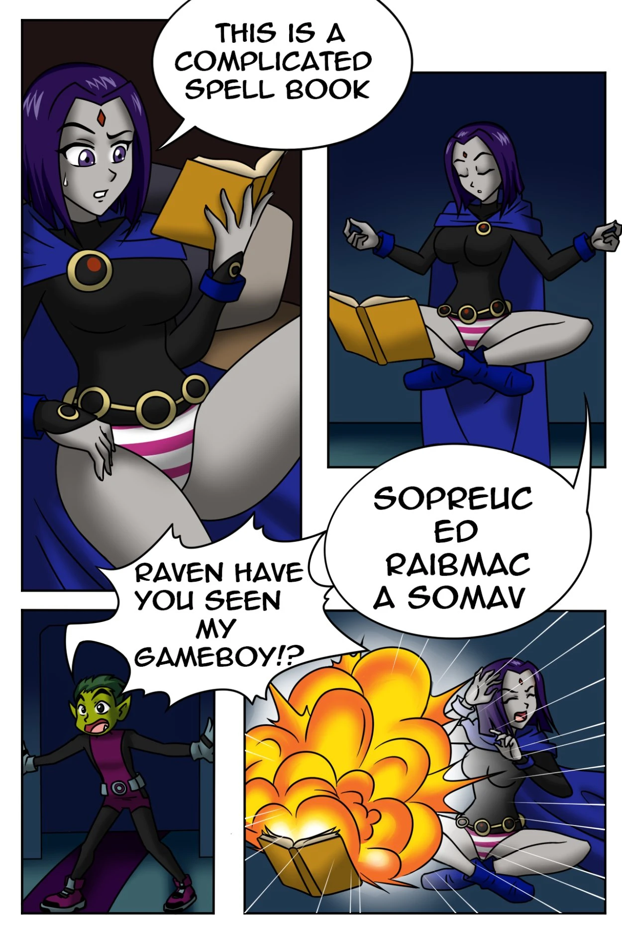 Beastboy & Raven swap bodies porn comic picture 1