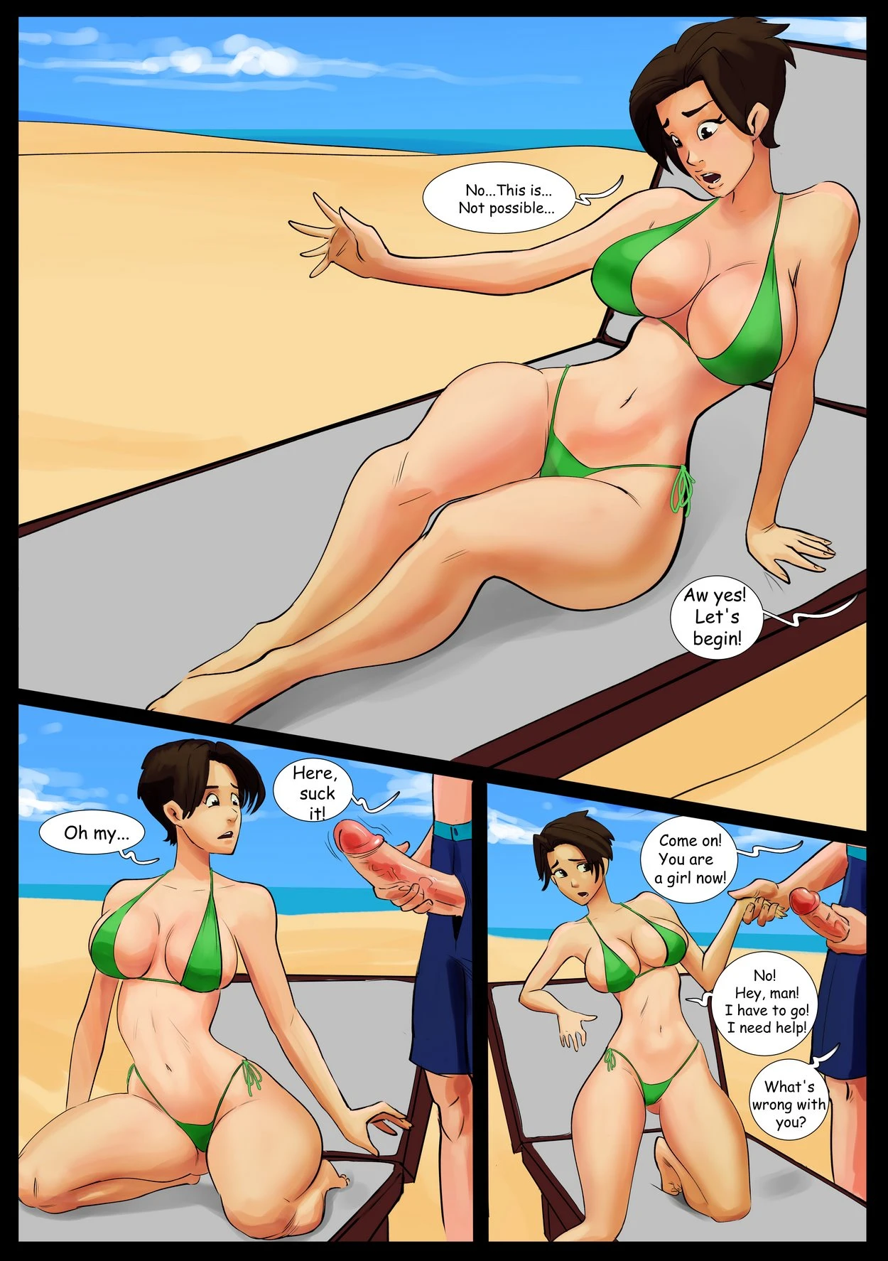 Couples Beach porn comic picture 3