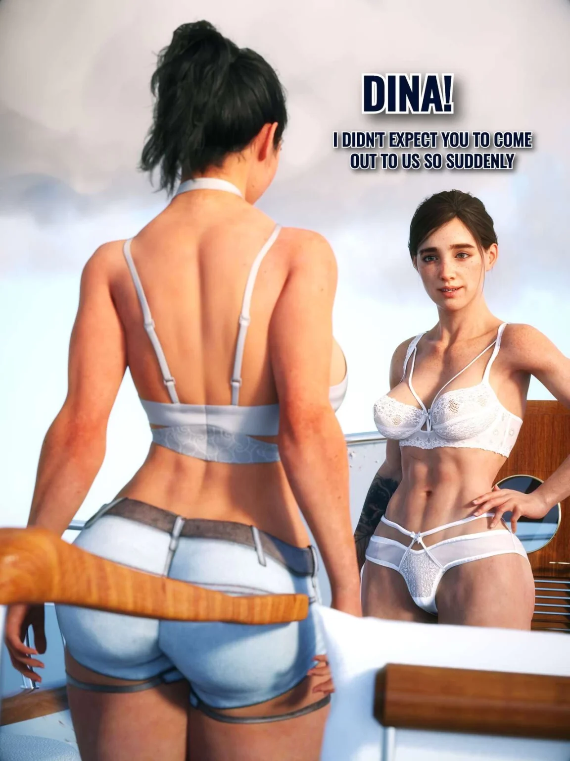 Dina Joins Ellie & Abby On The Boat porn comic picture 1