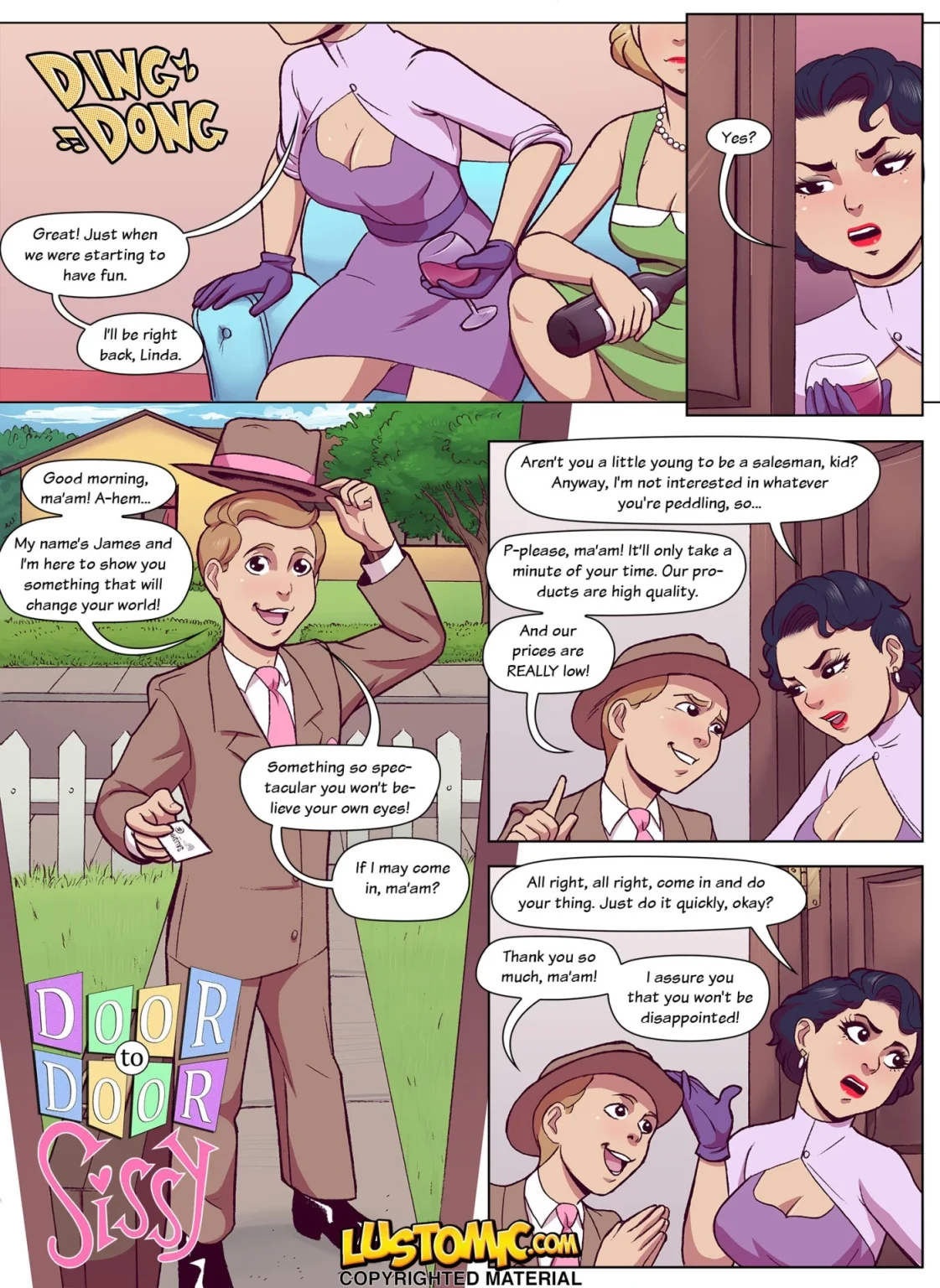 Door to Door Sissy porn comic picture 1