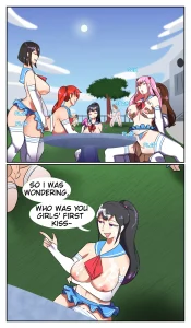 Friend Group Discusses Their First Kiss porn comic picture 1