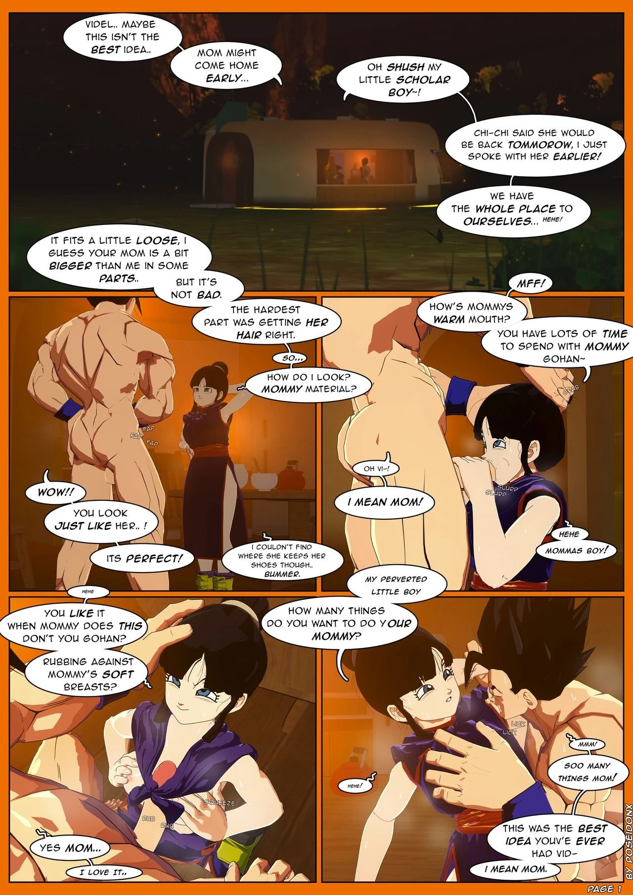Gohan x Videl as Chi-Chi! porn comic picture 1