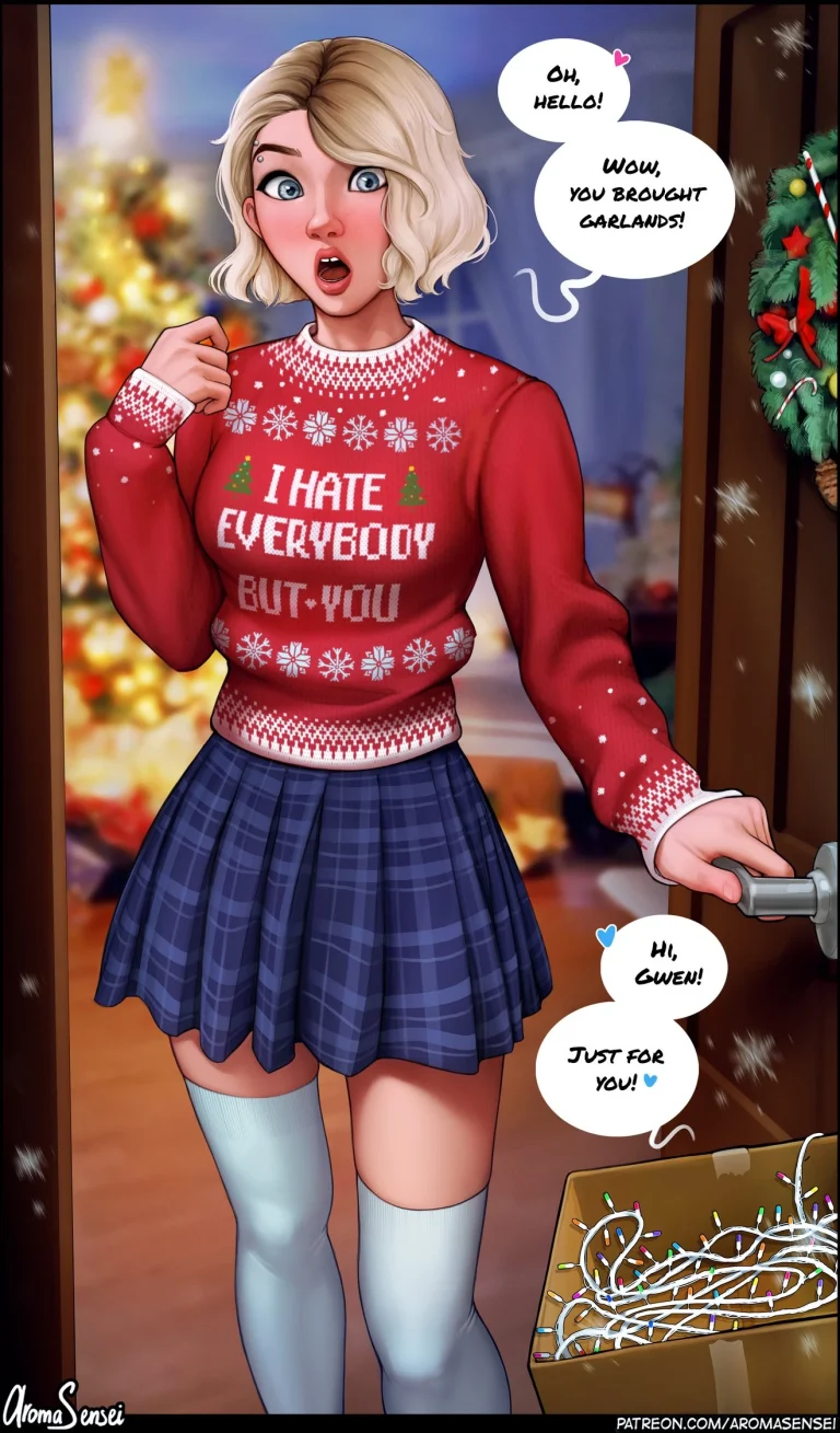 Gwen celebrates Christmas! porn comic picture 1