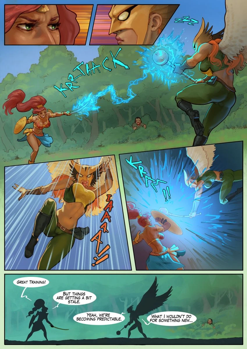 Hot Duels V: Urbosa vs Hawkgirl porn comic picture 2