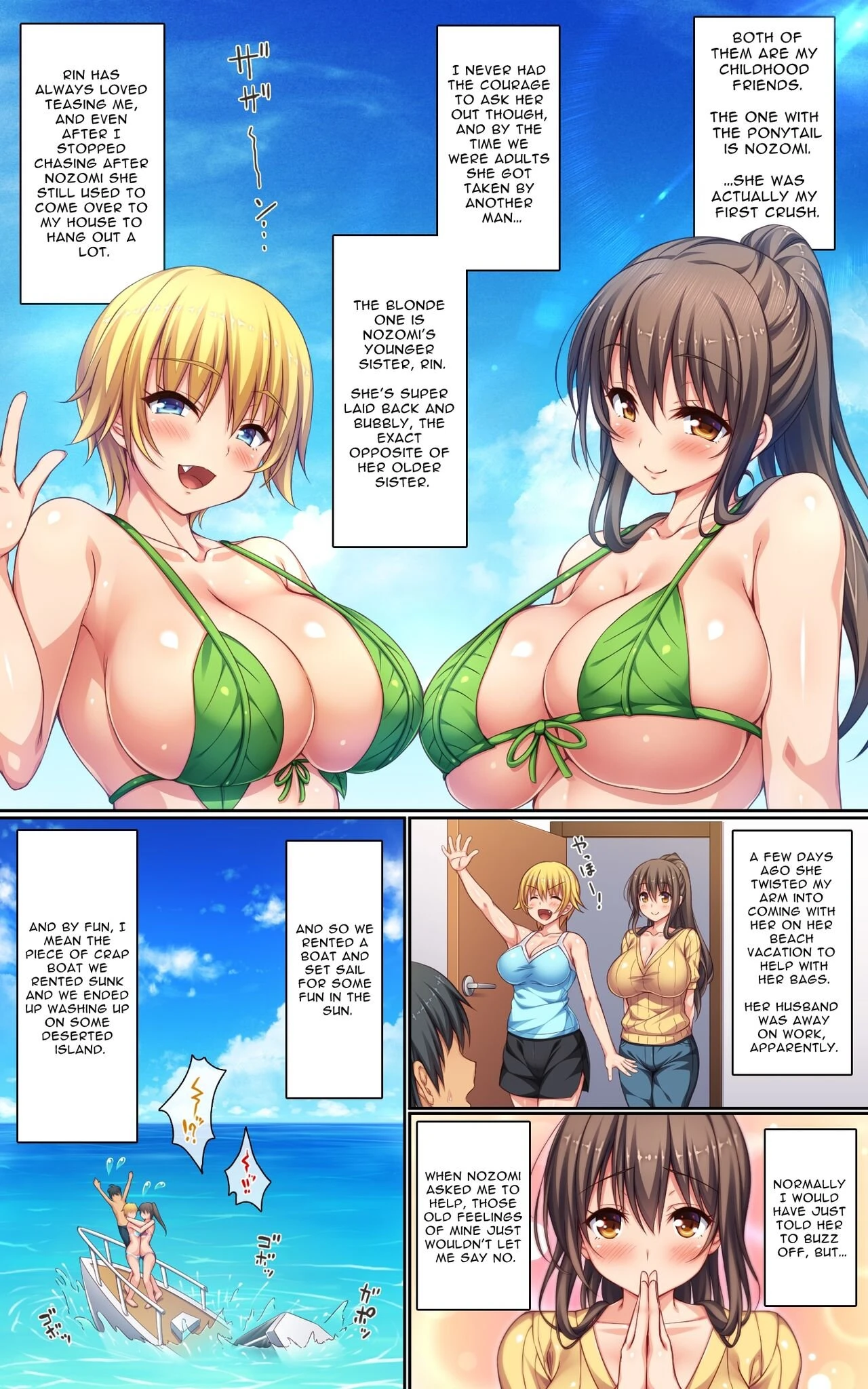 Husband & Wife Roleplay and Flirty Dirty Sex on an Uninhabited Island with Two Busty Married Sisters porn comic picture 2