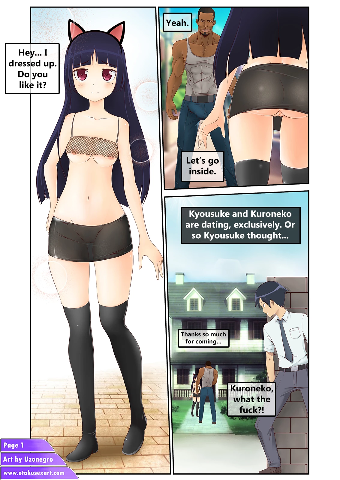 Kuroneko's interracial cuckolding fucktime porn comic picture 2