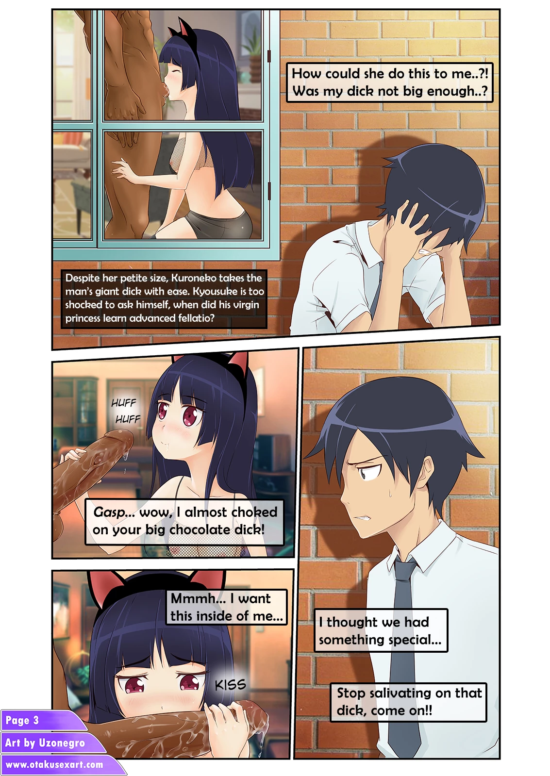 Kuroneko's interracial cuckolding fucktime porn comic picture 4