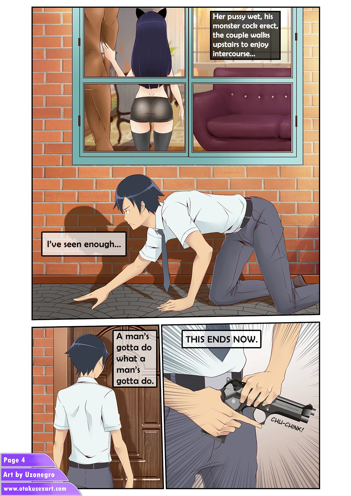 Kuroneko's interracial cuckolding fucktime porn comic picture 5