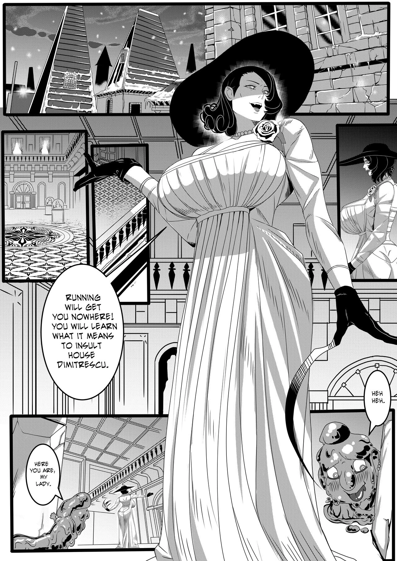 Lady Dimitrescu's uninvited guest porn comic picture 1
