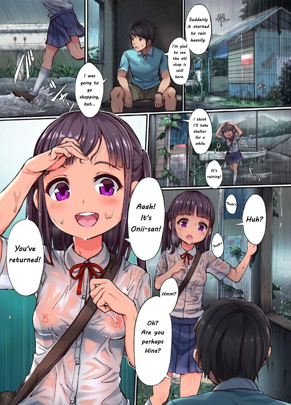 Let's Play with a Country Girl: Wet and See-Through Rain Shelter Edition | Inaka Shoujo to Asobou ~Nuresuke Amayadori Hen~ porn comic picture 2
